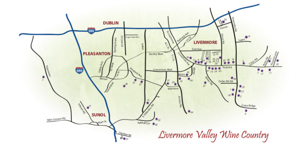 Livermore Valley Wine Country Map